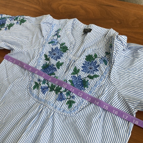 Talbots EMBROIDERED STRIPE POPOVER Top Size Petite Small - Picture 7 of 8